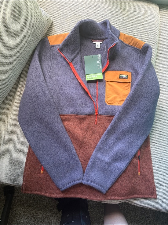 L.L. Bean Jackets & Blazers - L.L. Bean Colorblock Polar Fleece Half-Zip Sweater - Lavender/Orange/Brown